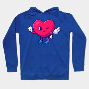 Cute Heart Angel Love Waving Hand Cartoon Hoodie